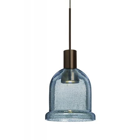 Besa Lighting Besa, Kiba Cord Pendant, Blue Bubble, Bronze Finish, 1x3W LED 1XC-KIBABL-LED-BR
